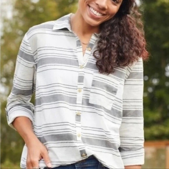 Matilda Jane Tops - Matilda Jane x Joanna Gaines Striped Textured Button Down Shirt Size XS